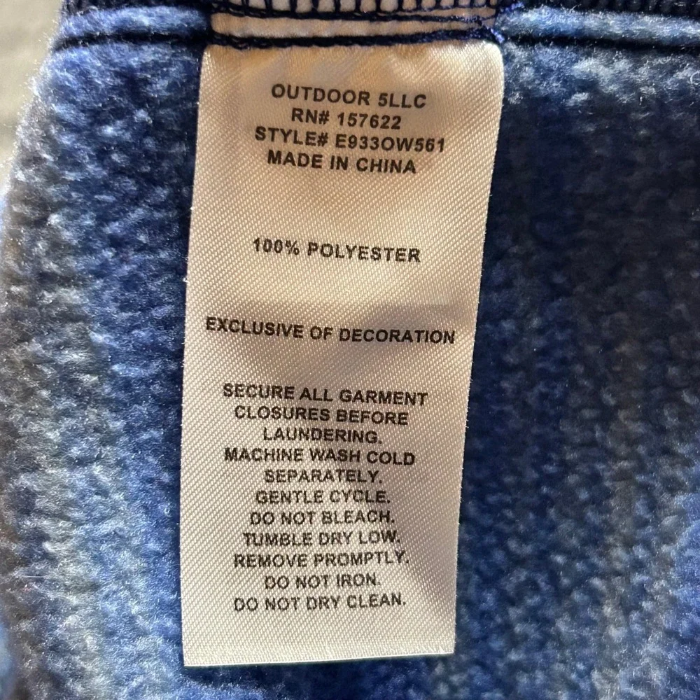 Eddie Bauer Kids‎ Fleece Jacket Blue Grey Stripe Zip Up Boys Girls Size XS 5 6